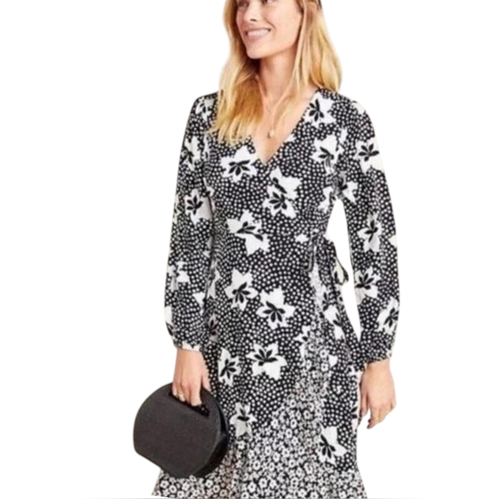 Anthropologie Porridge Women's Floral Dot Boho Amity Wrap Ruffle Dress Size Xs
